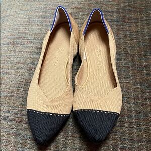 Rothy's Beige and Black Pointed Flats